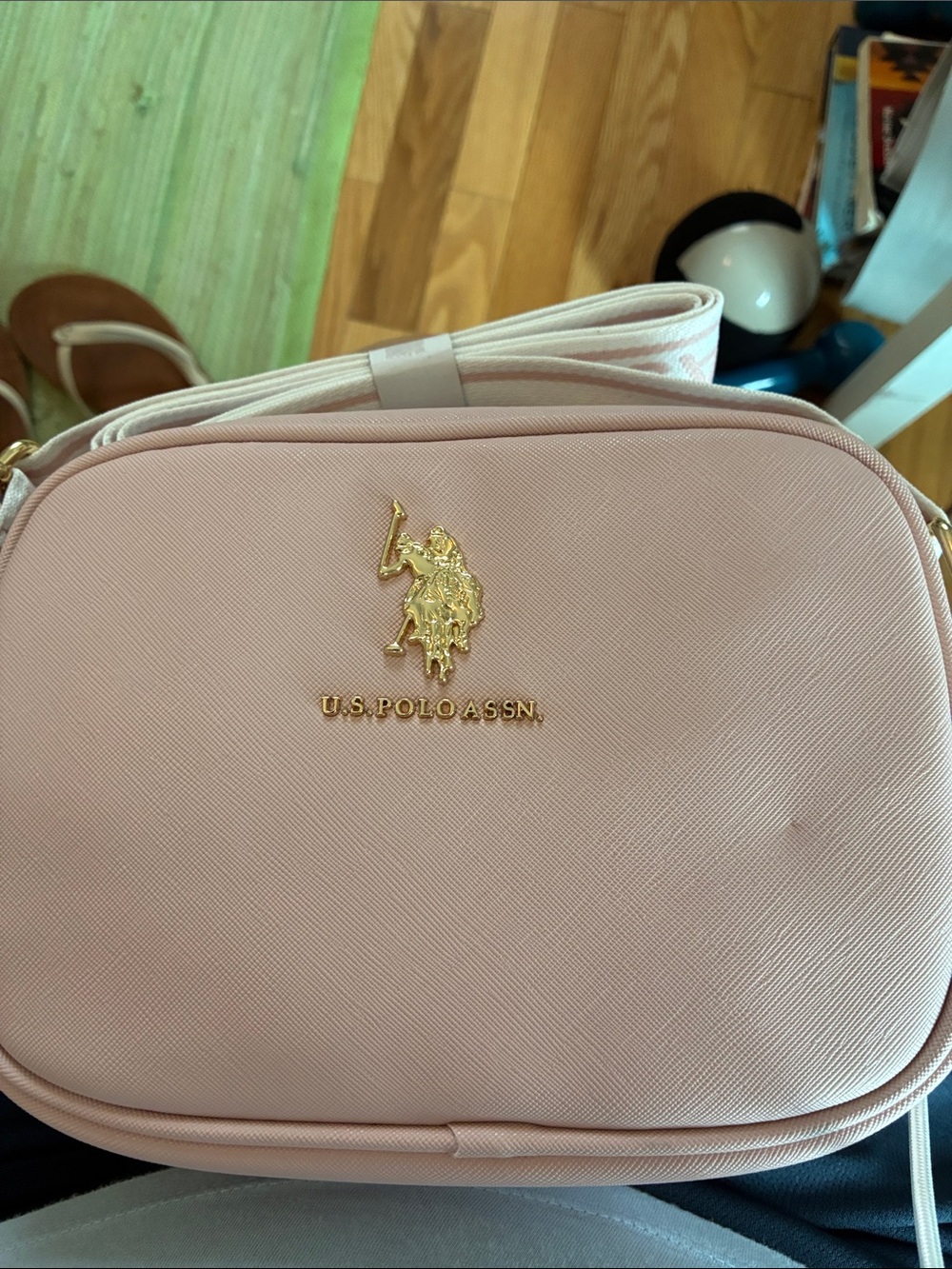U.S. Polo Assn. Light Pink Crossbody Bag with Gold Logo